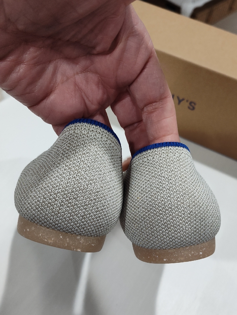 Rothy's The Point Diamond Metallic Flats In Size 9 New In Box - Picture 3 of 12